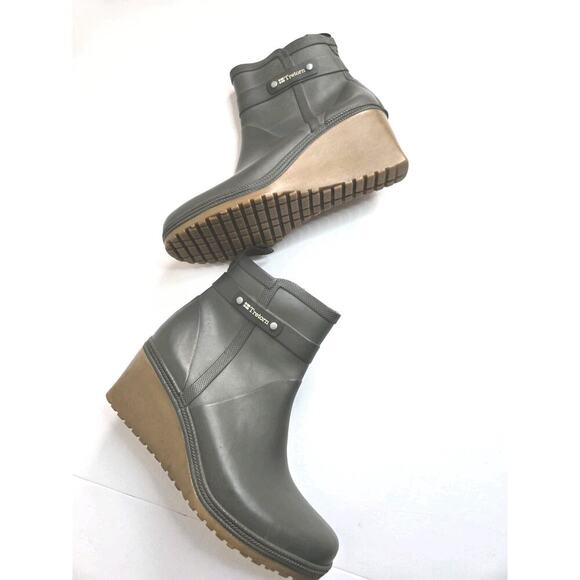 Tretorn Plask Mid Rain Boots Women's EU 37 US6.5 Waterproof Ankle Wedge Pull On - Picture 2 of 11
